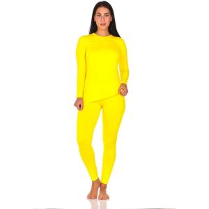 imageThermajane Long Johns Thermal Underwear for Women Fleece Lined Base Layer Pajama Set Cold WeatherYellow