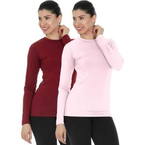 imageThermajane Long Sleeve Thermal Shirts for Women Cold Weather Womens Thermal Underwear Tops Base Layer Women ThermalRed  Baby Pink