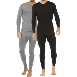 imageThermajohn 2 Pack Thermal Underwear for Men Size L Grey ampamp Black