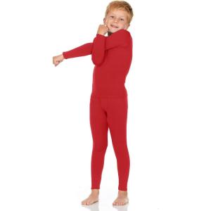 imageThermajohn Thermal Underwear for Kids Boys Thermal Underwear Set  Kids Base Layers for Skiing  Long Johns for Boys KidsRed