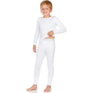 imageThermajohn Thermal Underwear for Kids Boys Thermal Underwear Set  Kids Base Layers for Skiing  Long Johns for Boys KidsWhite