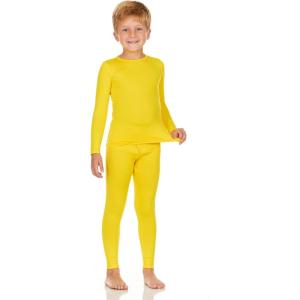 imageThermajohn Thermal Underwear for Kids Boys Thermal Underwear Set  Kids Base Layers for Skiing  Long Johns for Boys KidsYellow