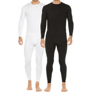 imageThermajohn 2 Pack Thermal Underwear for Men Size L White ampamp Black