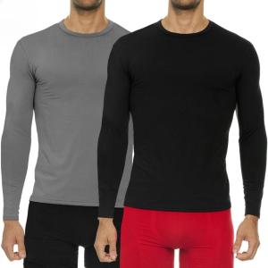 imageThermajohn Thermal Shirts for Men Size L 2 Pack Black ampamp Grey