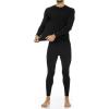 imageThermajohn 2 Pack Thermal Underwear for Men Size L VNeck ampamp Crew Neck Black