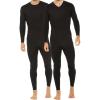 imageThermajohn 2 Pack Thermal Underwear for Men Size L VNeck ampamp Crew Neck Black