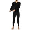 imageThermajohn 2 Pack Thermal Underwear for Men Size M VNeck ampamp Crew Neck Black