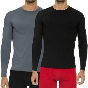 imageThermajohn Thermal Shirts for Men Size L 2 Pack Charcoal ampamp Black