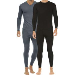 imageThermajohn Long Johns V and Crew Set Size XL Charcoal ampamp Black