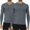 imageThermajohn Thermal Shirts for Men Size L 2 Pk Crew ampamp VNeck Charcoal