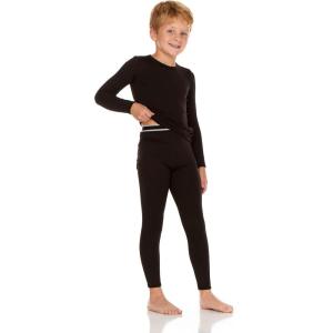 imageThermajohn Thermal Underwear for Kids Boys Thermal Underwear Set Base Layers for Skiing Long Johns for Boys KidsBlack