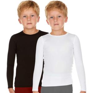 imageThermajohn Thermal Underwear for Kids Boys Thermal Underwear Set Base Layers for Skiing Long Johns for Boys KidsBlack and White