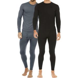 imageThermajohn 2 Pack Thermal Underwear for Men Size XS Black ampamp Charcoal