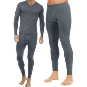 imageThermajohn Long Johns for Men Size XS Bottoms ampamp Vneck Set Charcoal