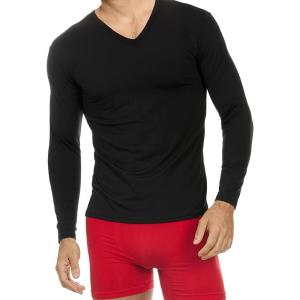 image:imageThermajohn Thermal Shirts for Men V Neck Long Sleeve Thermal Compression Shirts for Men Base Layer Cold Weather Black 2XLarge