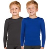 image:imageThermajohn Thermal Underwear for Kids Boys Thermal Shirts for Winter Cold Weather Tops for Boys Kids 2 Pack Charcoal Royal Blue Large