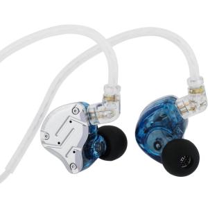 imageLinsoul KZ ZS10 Pro 4BA1DD 5 Driver in Ear Monitor HiFi Wired Earbuds Gaming Earbuds Hybrid IEM Earphones with Stainless Steel Faceplate Detachable Cable for MusicianWithout Mic BlackBlue