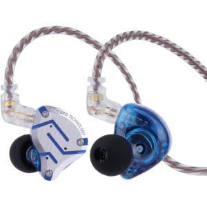 imageLinsoul KZ ZS10 Pro 4BA1DD 5 Driver in Ear Monitor HiFi Wired Earbuds Gaming Earbuds Hybrid IEM Earphones with Stainless Steel Faceplate Detachable Cable for MusicianWithout Mic BlackGlare Blue