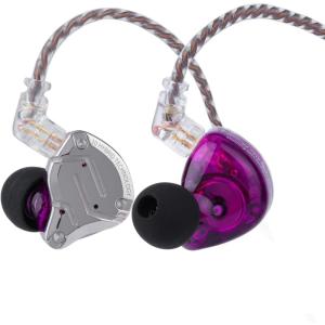 imageLinsoul KZ ZS10 Pro 4BA1DD 5 Driver in Ear Monitor HiFi Wired Earbuds Gaming Earbuds Hybrid IEM Earphones with Stainless Steel Faceplate Detachable Cable for MusicianWithout Mic BlackPurple
