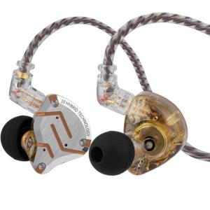 imageLinsoul KZ ZS10 Pro 4BA1DD 5 Driver in Ear Monitor HiFi Wired Earbuds Gaming Earbuds Hybrid IEM Earphones with Stainless Steel Faceplate Detachable Cable for MusicianWithout Mic BlackGlare Yellow