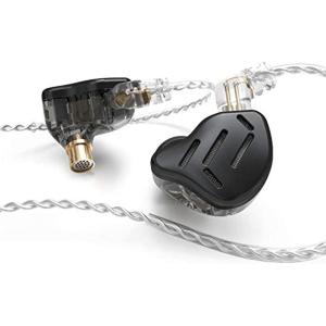 imageLinsoul KZ Zax 1DD7BA Hybrid Driver HiFi inEar Earphones with Zin Alloy Shell Detachable 2 Pin 075mm OFC Cable Without Mic BlackBlack