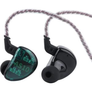 imageLinsoul KZ AS10 5BA HiFi Stereo inEar Earphone High Resolution Earbud Headphone with 075mm 2 pin Cable Five Balanced Armature Drivers Noise CancellingWithout Mic BlackCyan