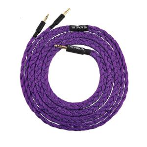 imageLinsoul Tripowin GranVia Upgraded OFC Headphone Replacement Cable Dual 35mm Connector to 44mm TRRRS Stereo Headphone Cablefor HE4XXHE400iHE400seGoldplanarFocal ELEGIABlack 2mPurple