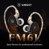 imageLinsoul SIMGOT EM6L 1DD  4BA Hybrid Driver inEar Monitor Gaming Earbud HiFi IEM Earphone with 3DPrinted Resin Housing Detachable OFC SilverPlated Cable for Musician Audiophile