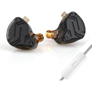 imageLinsoul KZ ZS10 PRO X Upgraded 1DD4BA Hybrid Driver HiFi in Ear Earphones IEM with Alloy Faceplate Detachable SilverPlated Recessed 2Pin Cable for Audiophile Musician DJ StageWithout MicWith Mic