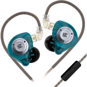 imageLinsoul KZ EDX Pro X in Ear Earphone Single Dynamic Driver HiFi inEar Monitor with Ergonomic Shape Wired Gaming Earbud Detachable Cable for Audiophile Grey with MicCyan