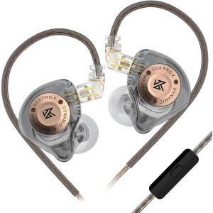 imageLinsoul KZ EDX Pro X in Ear Earphone Single Dynamic Driver HiFi inEar Monitor with Ergonomic Shape Wired Gaming Earbud Detachable Cable for Audiophile Grey with MicGrey
