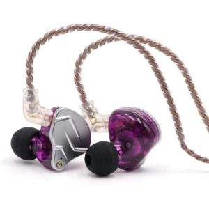 imageLinsoul KZ ZSN Pro Dual Driver 1BA1DD Hybrid Metal Earphones HiFi inEar Monitor with Detachable Recessed 2Pin Cable Zin Alloy Panel Without Mic BlackPurple