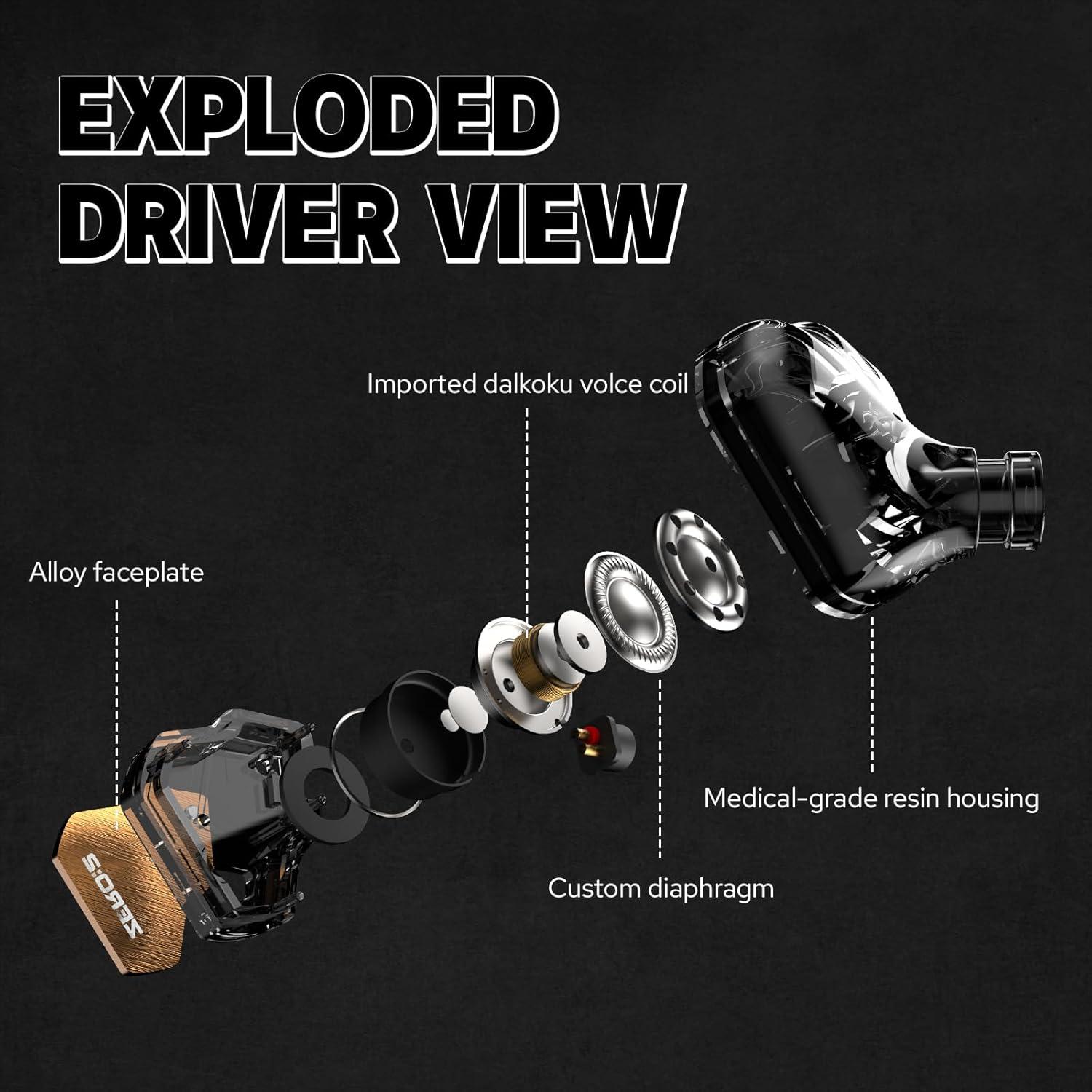 imageLinsoul 7Hz x Crinacle Zero2 in Ear Monitor Updated 10mm Dynamic Driver IEM Wired Earbuds Earphones Gaming Earbuds OFC IEM Cable with Microphone for Musician BluePink