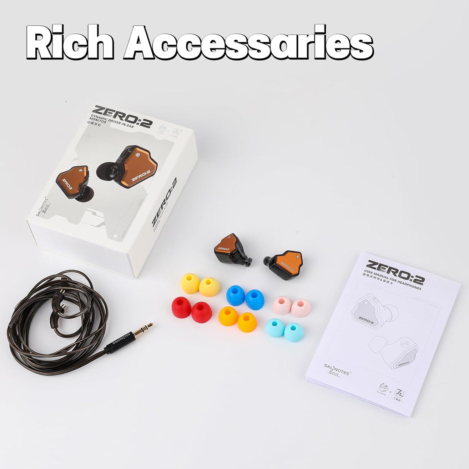 imageLinsoul 7Hz x Crinacle Zero2 in Ear Monitor Updated 10mm Dynamic Driver IEM Wired Earbuds Earphones Gaming Earbuds OFC IEM Cable with Microphone for Musician BlueOrange