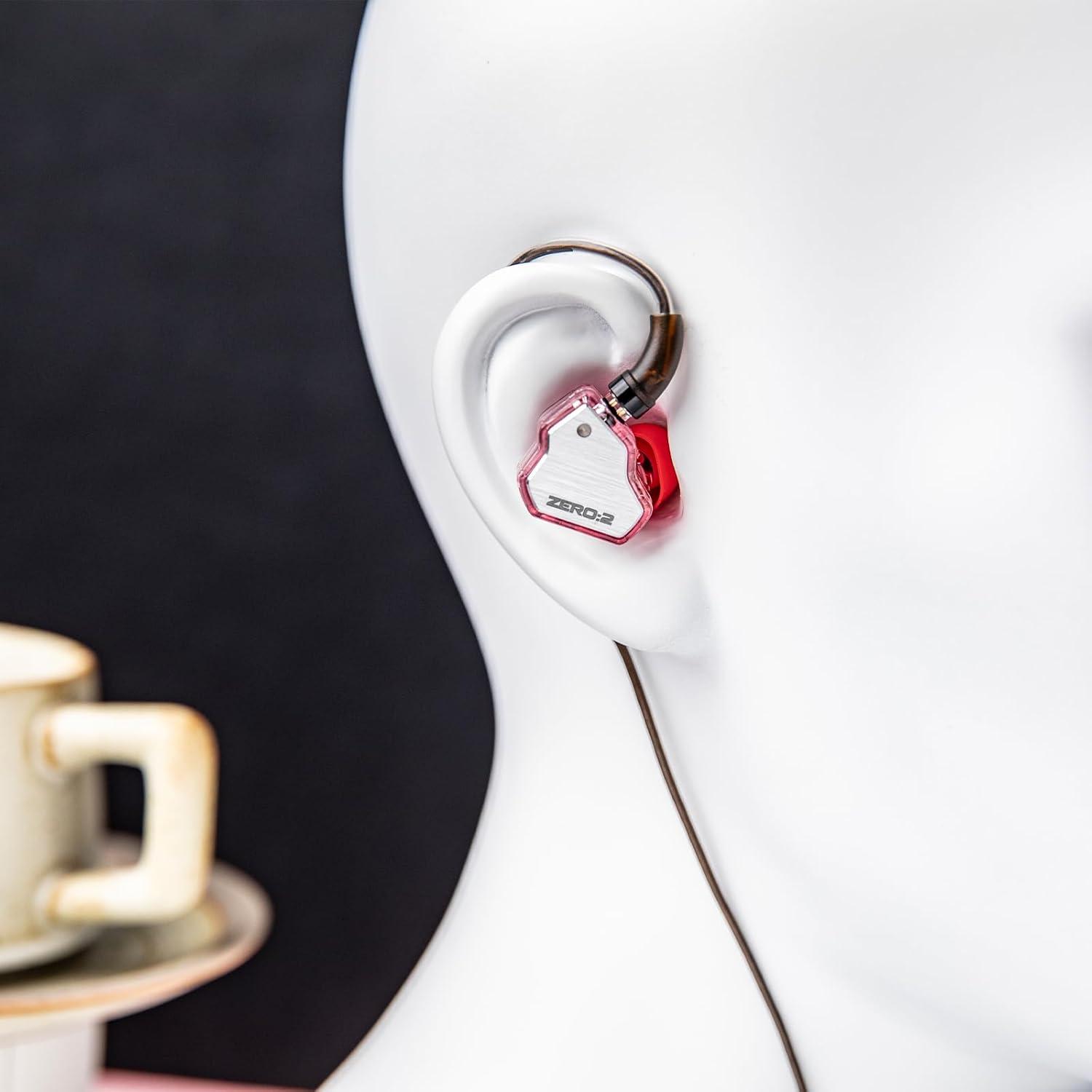 imageLinsoul 7Hz x Crinacle Zero2 in Ear Monitor Updated 10mm Dynamic Driver IEM Wired Earbuds Earphones Gaming Earbuds OFC IEM Cable with Microphone for MusicianTypec MIC BluePink