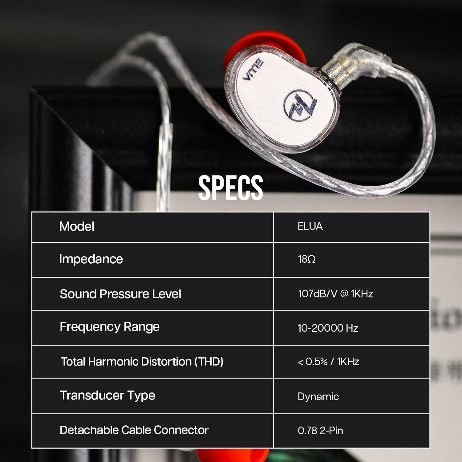 imageLinsoul 7Hz x HBB Elua in Ear Monitor 10mm  8mm Dual Dynamic Driver IEM Earphones HiFi Wired Earbuds Gaming Earbuds with 2 Pin Detachable Cable for Audiophile Studio Engineer