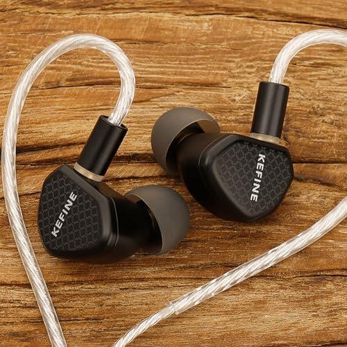 imageLinsoul Kefine Klean in Ear Monitor10mm DLC Diaphragm Dynamic Driver HiFi IEM HeadphonesWired Gaming Earbuds with Replaceable Tuning Nozzles Detachable SilverPlated Cable for Musician Audiophile