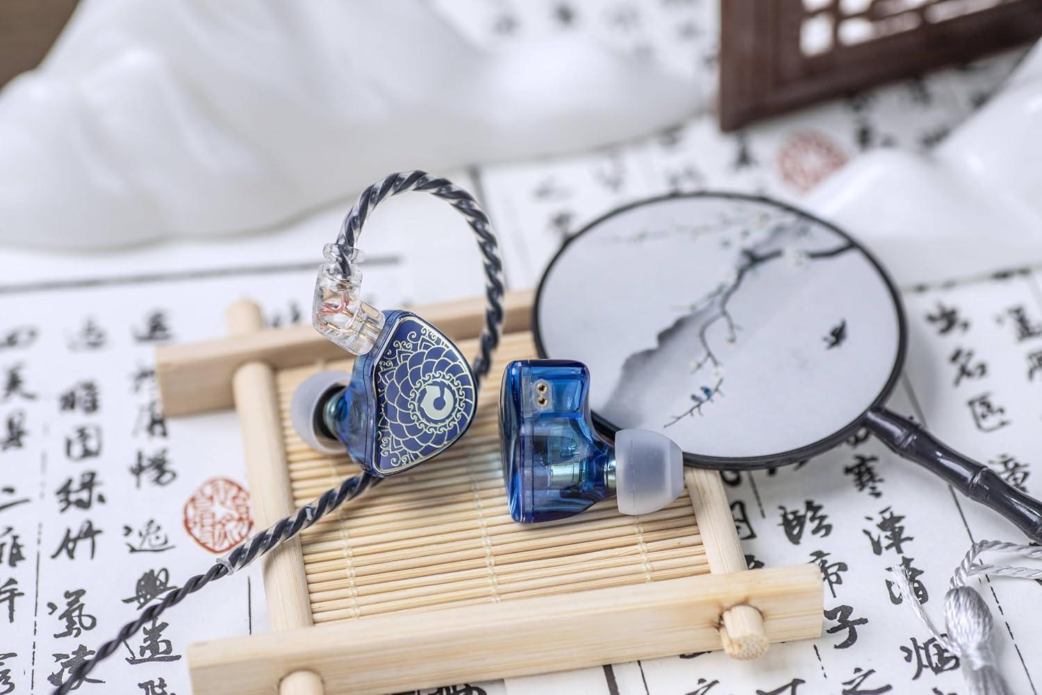 imageLinsoul TANGZU Waner SG HiFi 10mm Dynamic Driver PET Diaphragm inEar Earphone with Ergonomic Shape Detachable Recessed 2Pin OFC Braided Cable for Audiophile Musician DJ StageBlue with Mic
