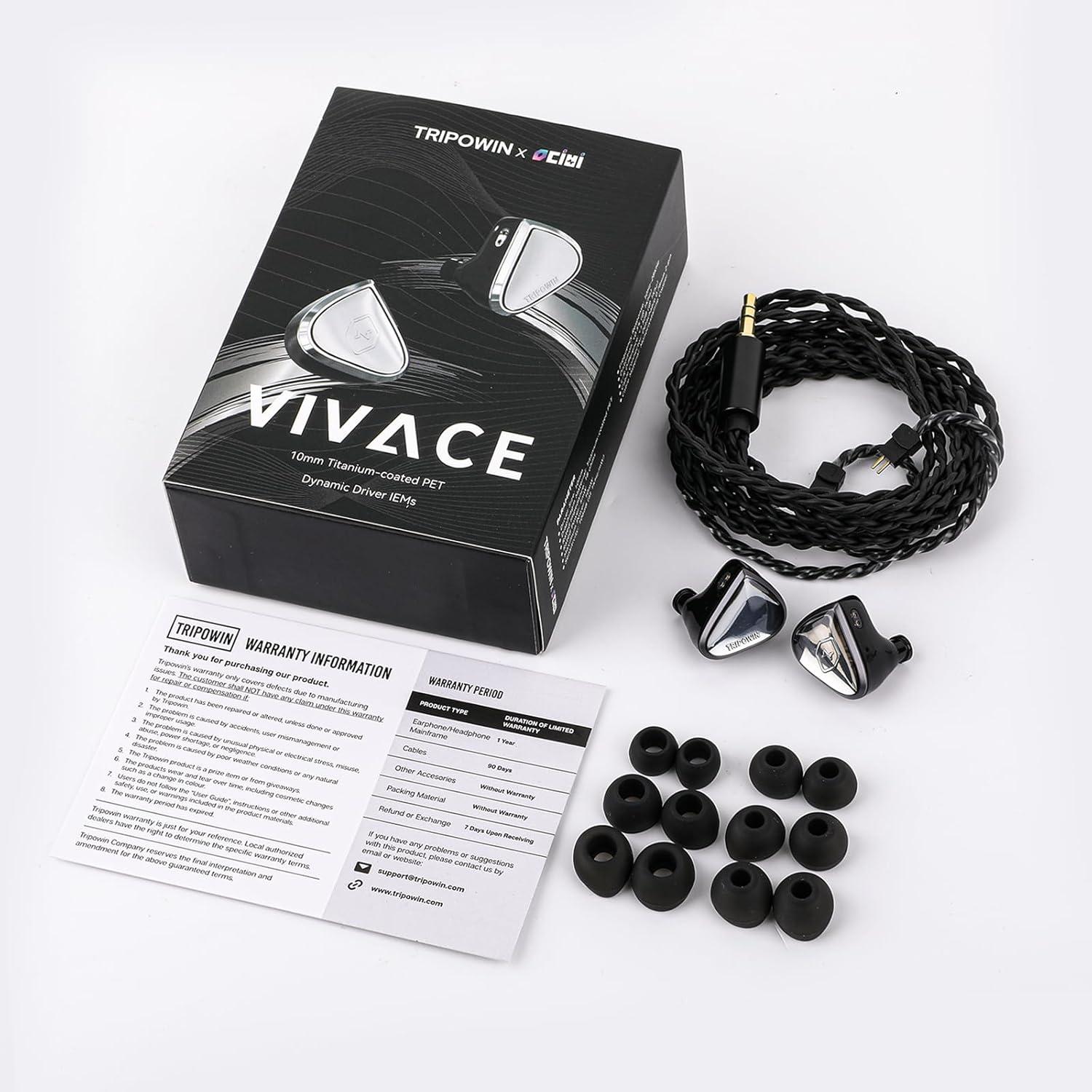 imageLinsoul Tripowin x 0DiBi Vivace in Ear Monitor 10mm Titanium Diaphragm Dynamic Driver IEM HiFi Wired Earbuds Earphone Gaming Earbuds with 2Pin Detachable Cable for Musicians Audio Enthusiasts