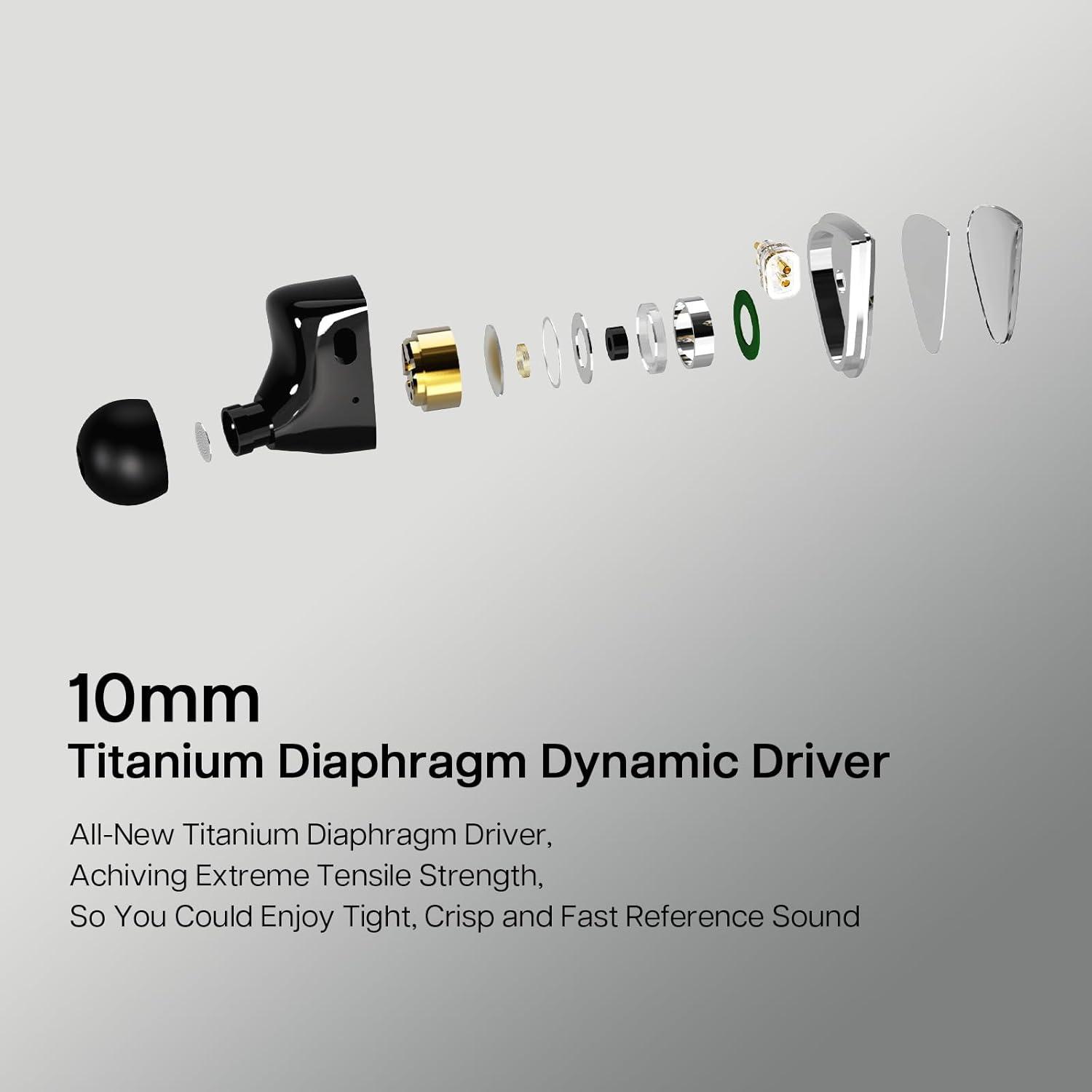 imageLinsoul Tripowin x 0DiBi Vivace in Ear Monitor 10mm Titanium Diaphragm Dynamic Driver IEM HiFi Wired Earbuds Earphone Gaming Earbuds with 2Pin Detachable Cable for Musicians Audio Enthusiasts