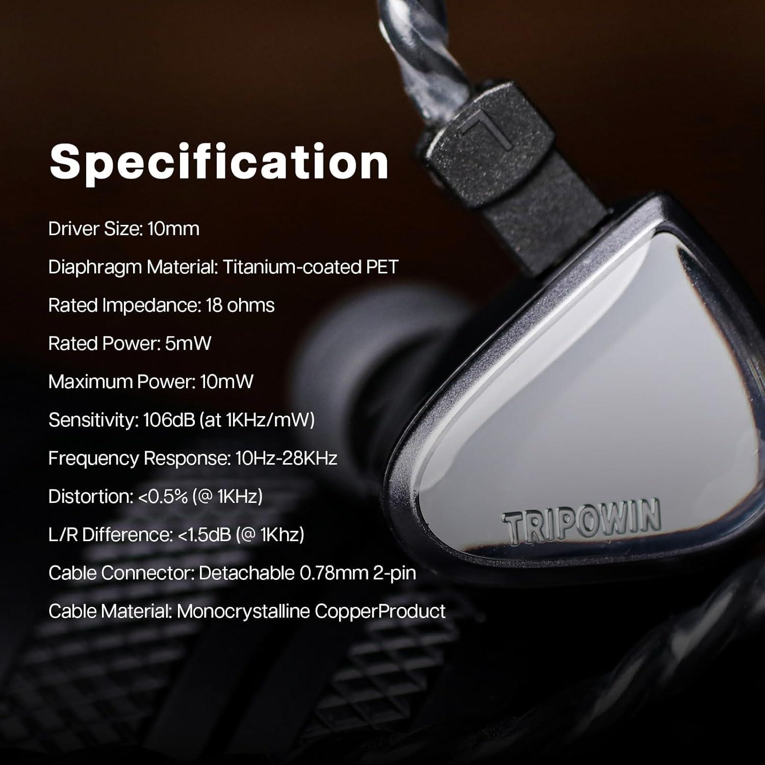 imageLinsoul Tripowin x 0DiBi Vivace in Ear Monitor 10mm Titanium Diaphragm Dynamic Driver IEM HiFi Wired Earbuds Earphone Gaming Earbuds with 2Pin Detachable Cable for Musicians Audio Enthusiasts