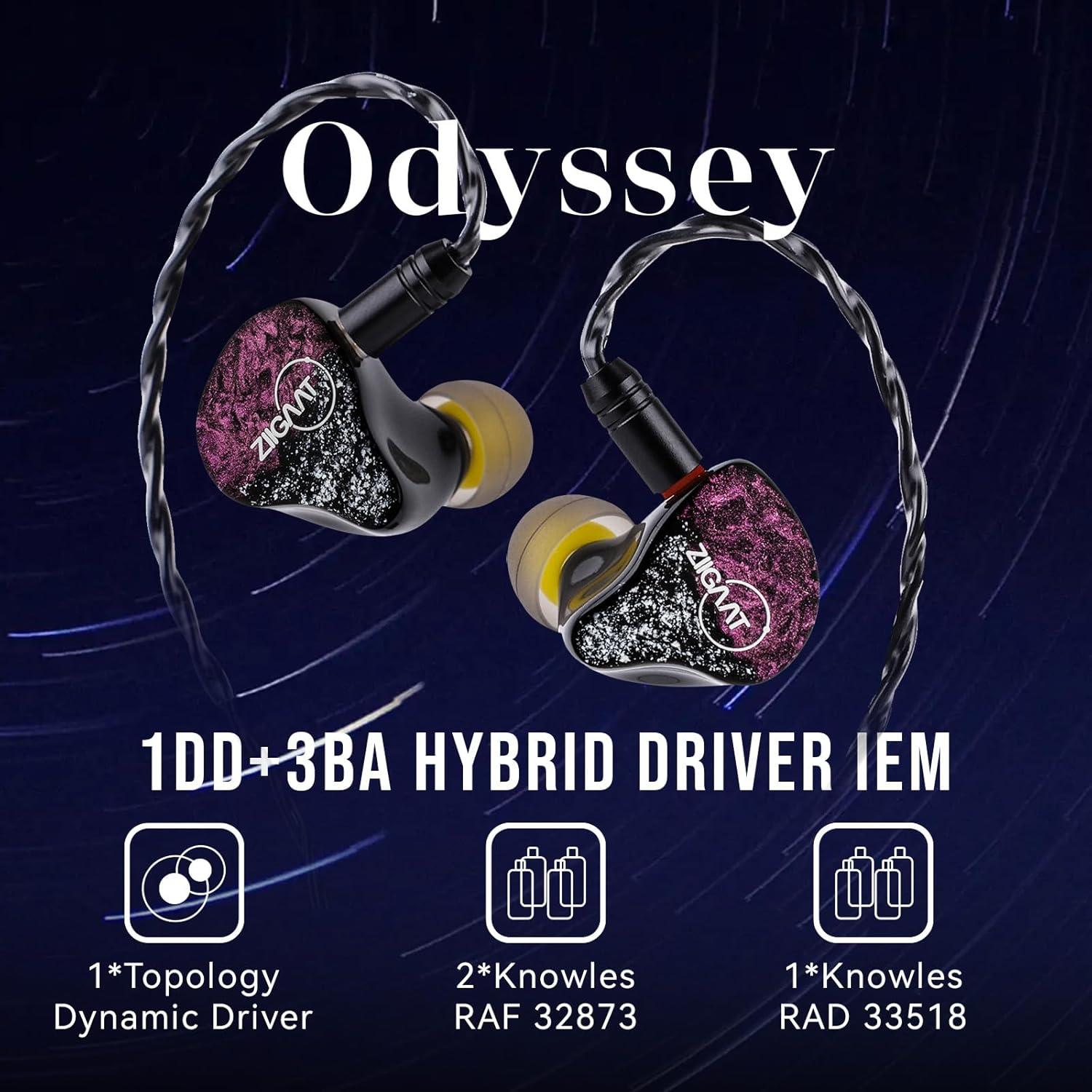 imageLinsoul ZiiGaat Odyssey InEar Monitor 1DD3BA Hybrid IEM Earphone Wired Gaming Earbuds Professional Sound Isolating Innerear Monitors with Detachable IEM Cable for Basslovers Musician Audiophile