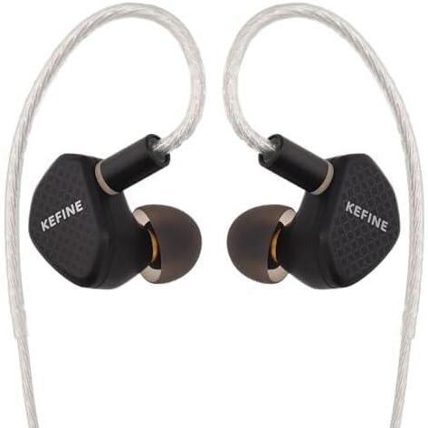imageLinsoul Kefine Klean in Ear Monitor10mm DLC Diaphragm Dynamic Driver HiFi IEM HeadphonesWired Gaming Earbuds with Replaceable Tuning Nozzles Detachable SilverPlated Cable for Musician Audiophile