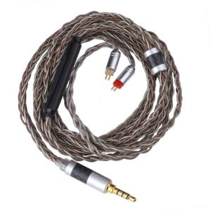 imageLinsoul C8 8Core Silver Copper Foil Braided Earphone Replacement Upgrade Cable Tinsel Silver Copper Wire for KZ ZSN Pro ZS10 Pro NF2u with Mic 35mm Plug 2 pin 078mm Connector