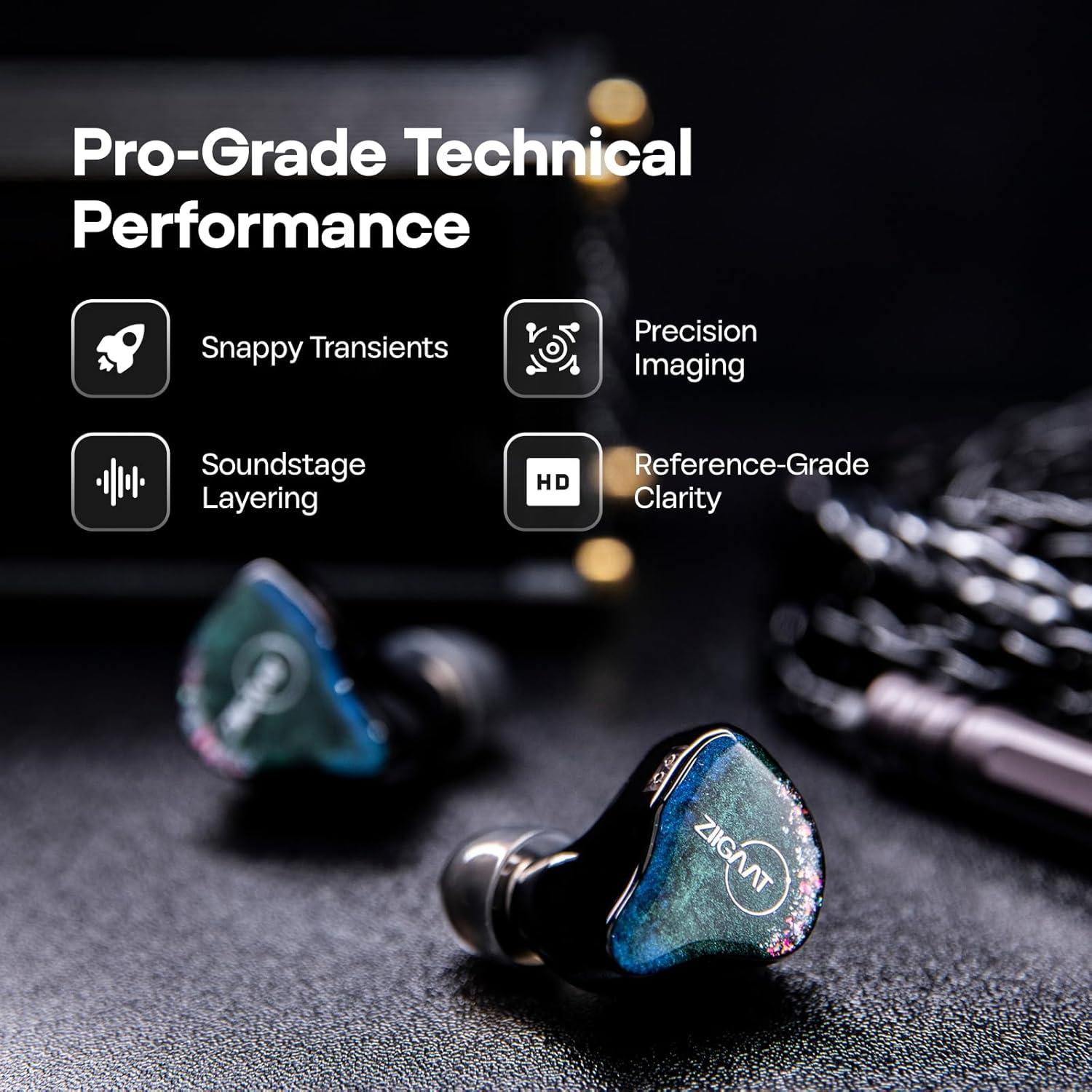 imageLinsoul ZiiGaat Luna 6BA HiFi in Ear Monitor Studio Monitor ampamp Stage Performance IEM Earphones with Fast Response Wide Soundstage and Reference Clarity Detachable SilverPlated OFC Cable