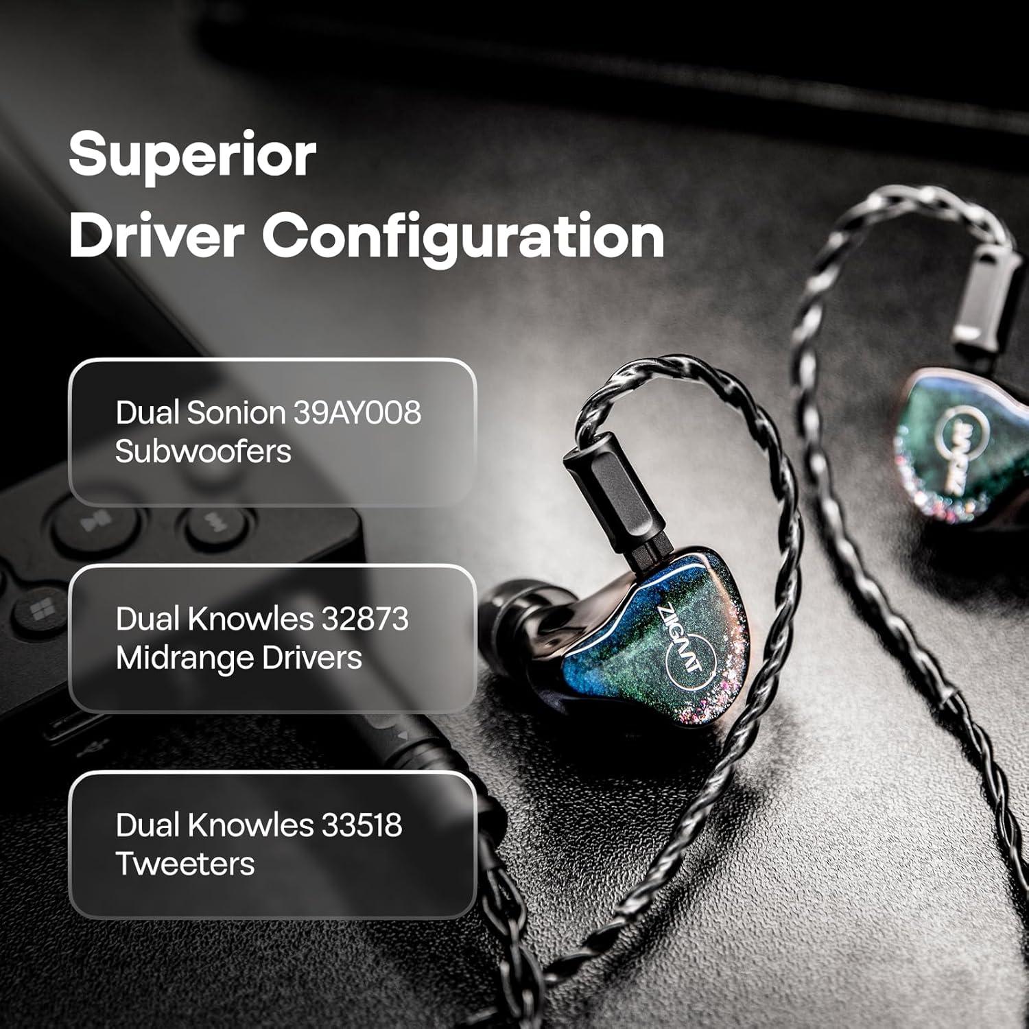 imageLinsoul ZiiGaat Luna 6BA HiFi in Ear Monitor Studio Monitor ampamp Stage Performance IEM Earphones with Fast Response Wide Soundstage and Reference Clarity Detachable SilverPlated OFC Cable