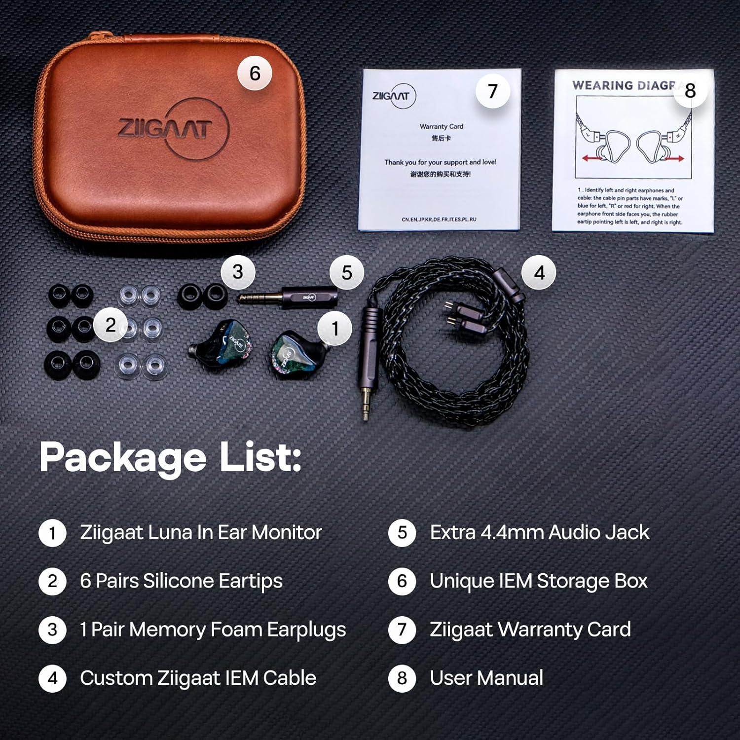 imageLinsoul ZiiGaat Luna 6BA HiFi in Ear Monitor Studio Monitor ampamp Stage Performance IEM Earphones with Fast Response Wide Soundstage and Reference Clarity Detachable SilverPlated OFC Cable