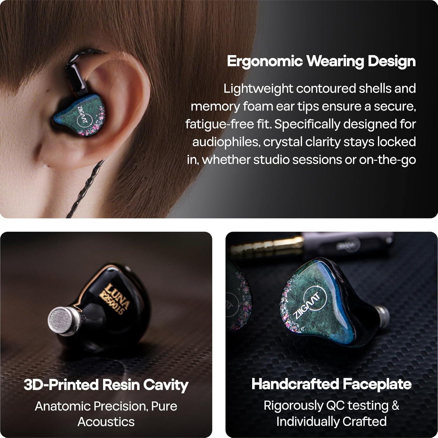imageLinsoul ZiiGaat Luna 6BA HiFi in Ear Monitor Studio Monitor ampamp Stage Performance IEM Earphones with Fast Response Wide Soundstage and Reference Clarity Detachable SilverPlated OFC Cable