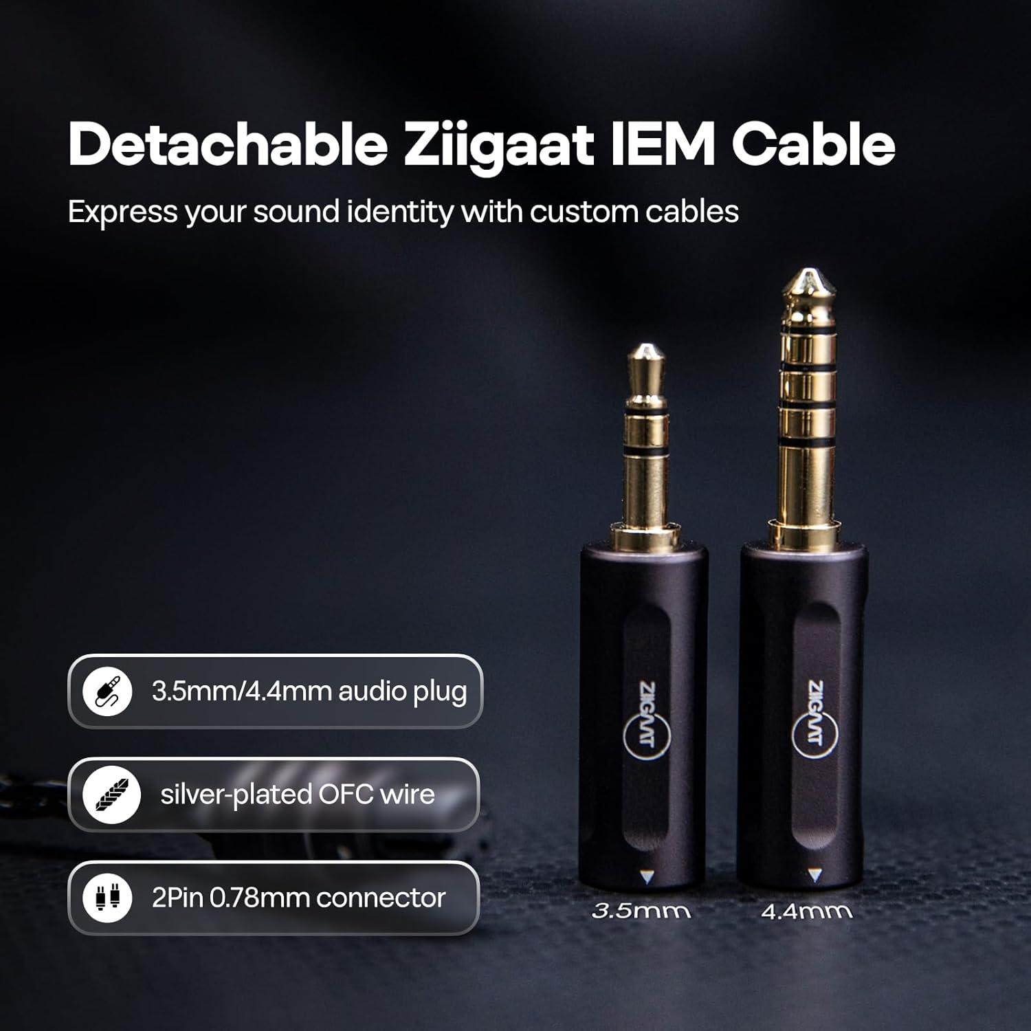 imageLinsoul ZiiGaat Luna 6BA HiFi in Ear Monitor Studio Monitor ampamp Stage Performance IEM Earphones with Fast Response Wide Soundstage and Reference Clarity Detachable SilverPlated OFC Cable