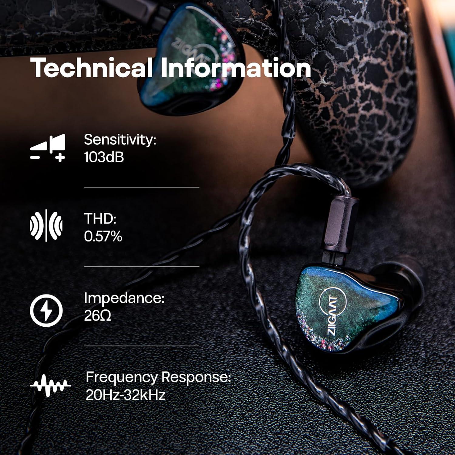 imageLinsoul ZiiGaat Luna 6BA HiFi in Ear Monitor Studio Monitor ampamp Stage Performance IEM Earphones with Fast Response Wide Soundstage and Reference Clarity Detachable SilverPlated OFC Cable